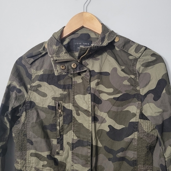 Love Tree Green Camo Full Zip Utility Jacket - Picture 2 of 11